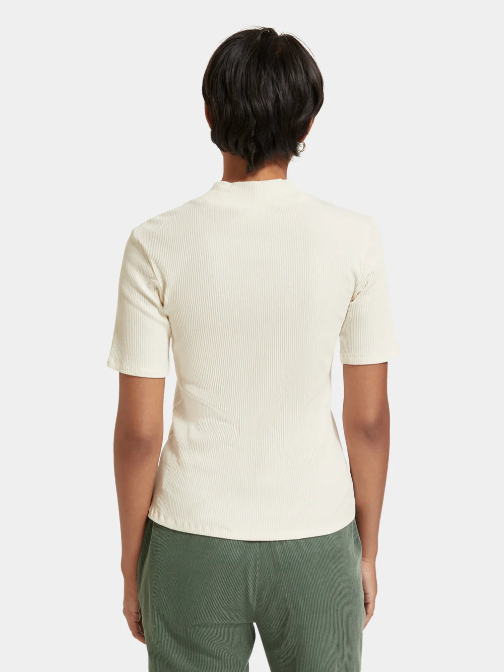 Mock neck ribbed slim-fit top - Soft Ice 177015