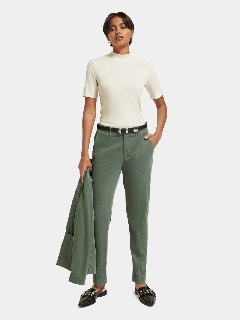 Mock neck ribbed slim-fit top - Soft Ice 177015