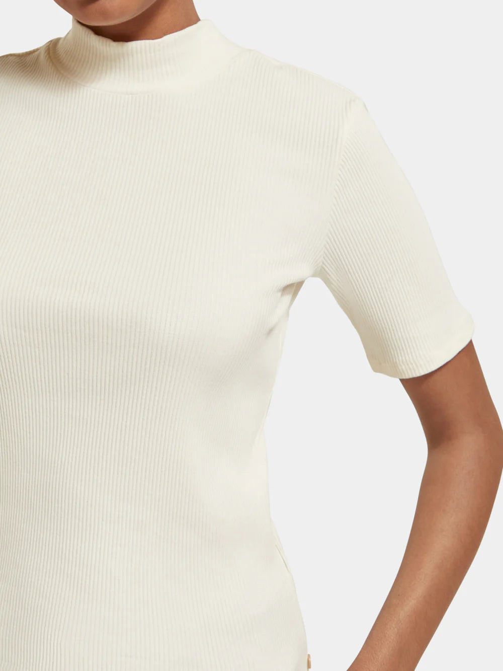 Mock neck ribbed slim-fit top - Soft Ice 177015