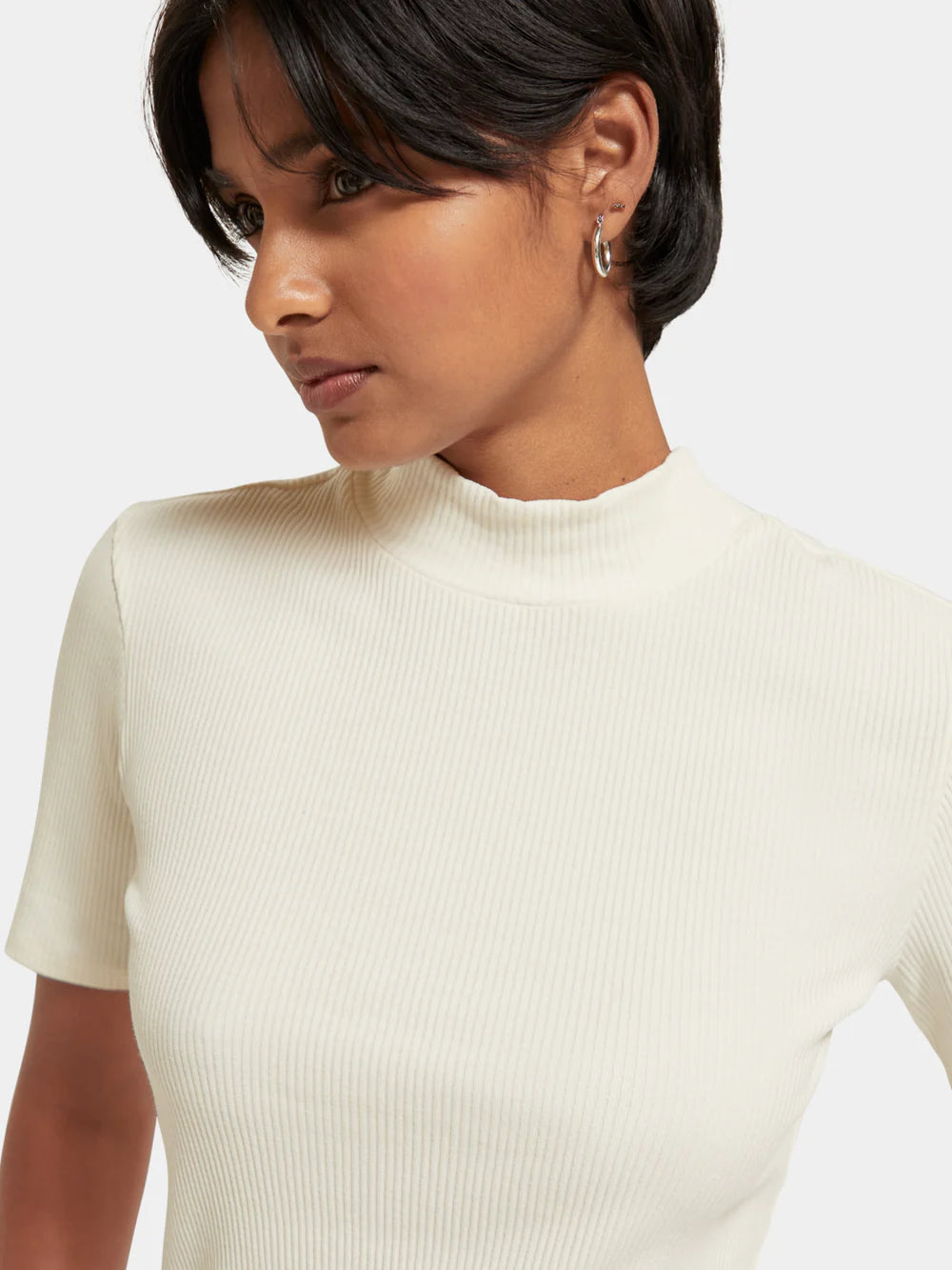 Mock neck ribbed slim-fit top - Soft Ice 177015