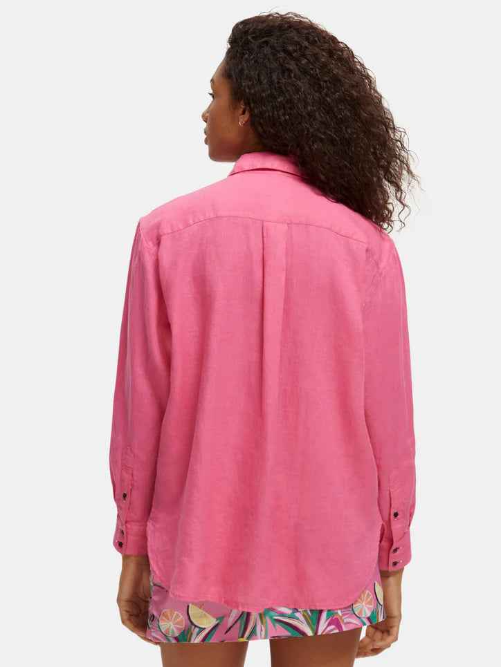 Oversized Linen Shirt Pink Punch - 172771