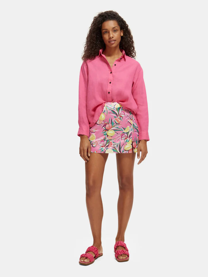 Oversized Linen Shirt Pink Punch - 172771