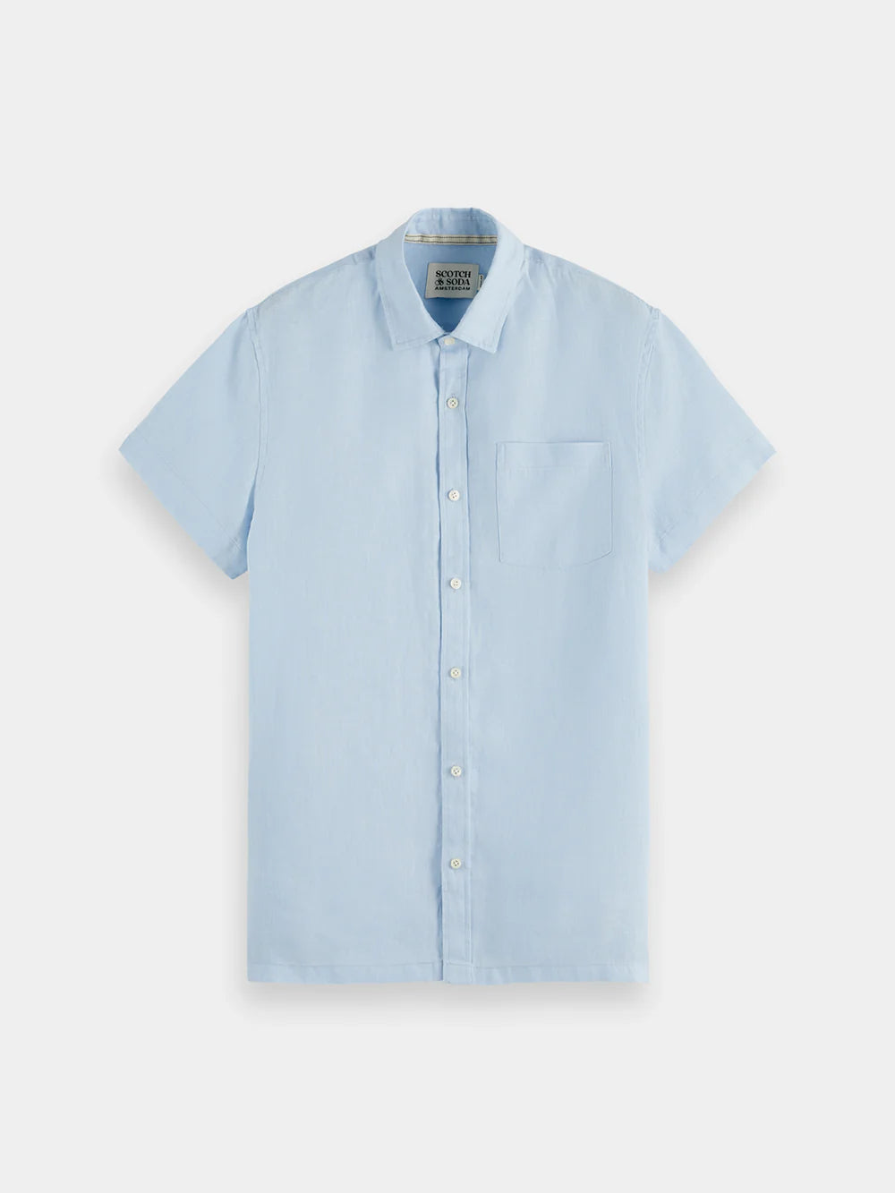 Short Sleeved Linen Shirt - Shirting Blue 180028