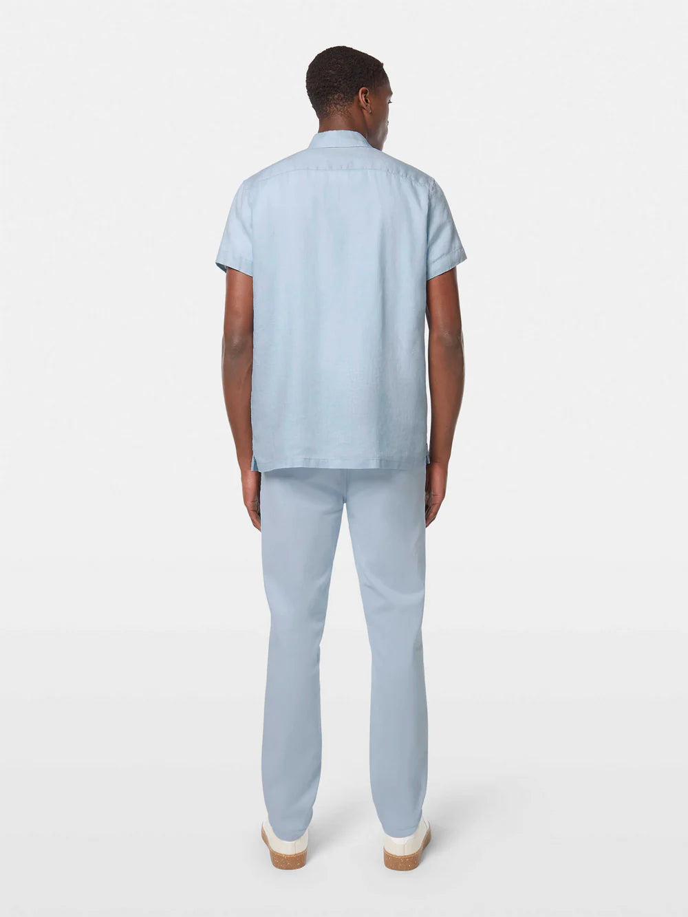 Short Sleeved Linen Shirt - Shirting Blue 180028