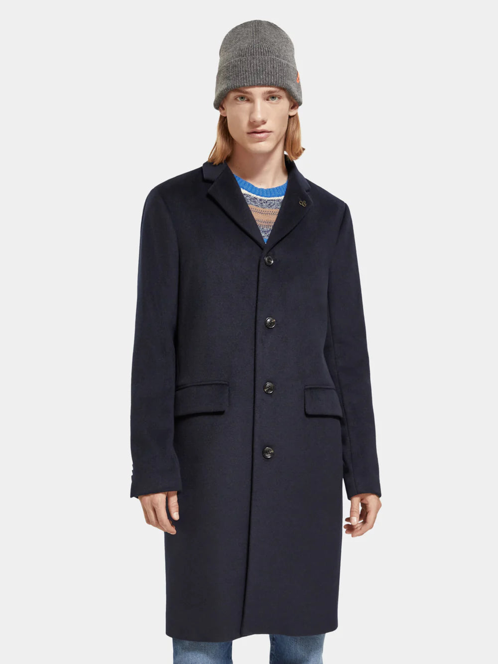 Single Breasted Classic Wool Overcoat - Night 174387