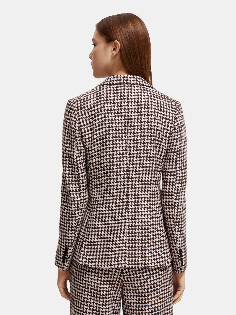 Single-Breasted  Houndstooth Blazer - Pink 174165