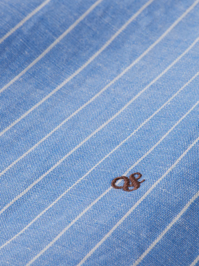Striped cotton-linen blouse - Blue and White Pin Stripe B00629T