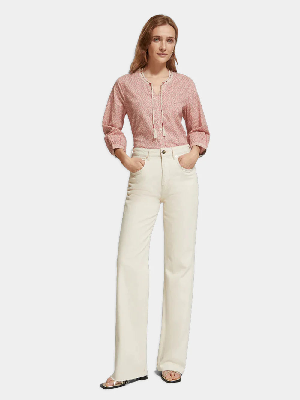 Top with Beaded Collar - Coral 177170