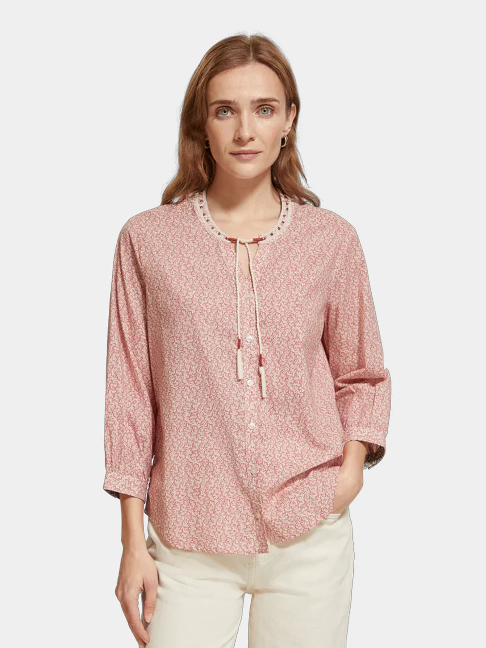 Top with Beaded Collar - Coral 177170