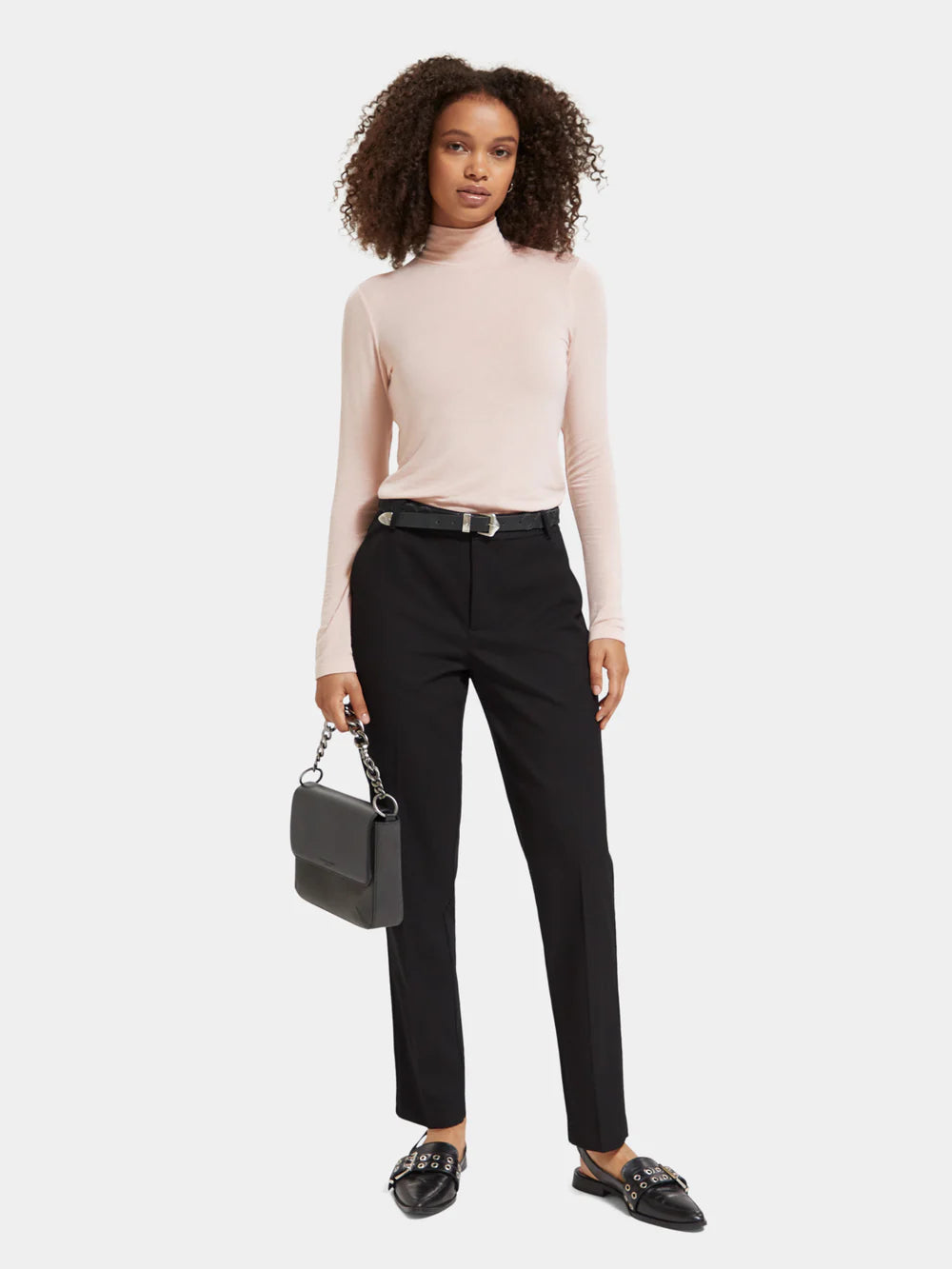Turtle Neck Longsleeve Top - Pale Pink 174833