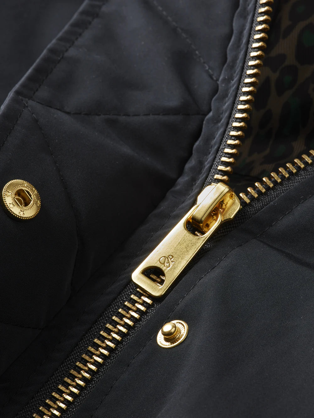 Water Repellent Mid Length Parka Printed - Black 173117