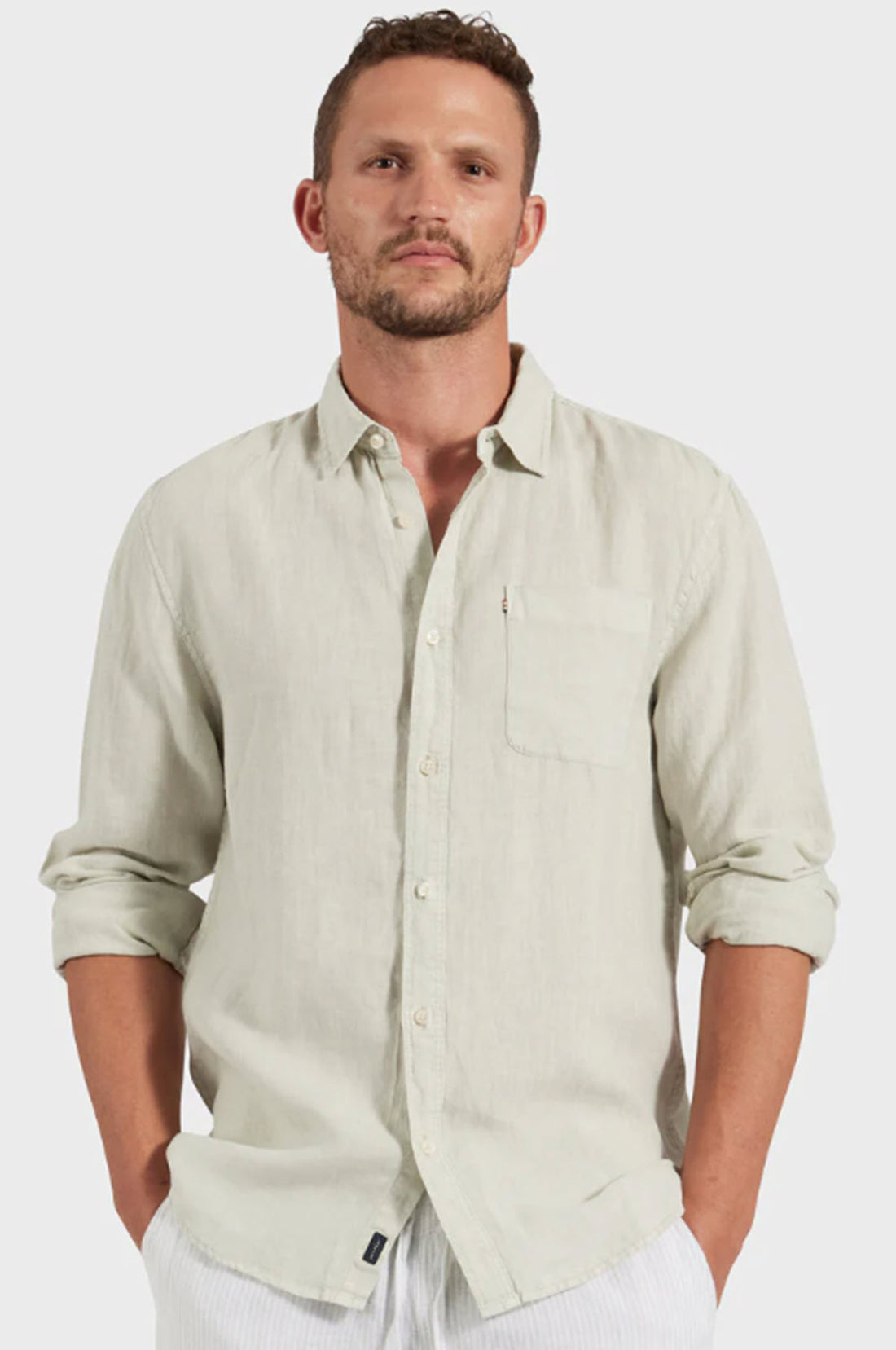 Hampton Linen Shirt - Sage Green