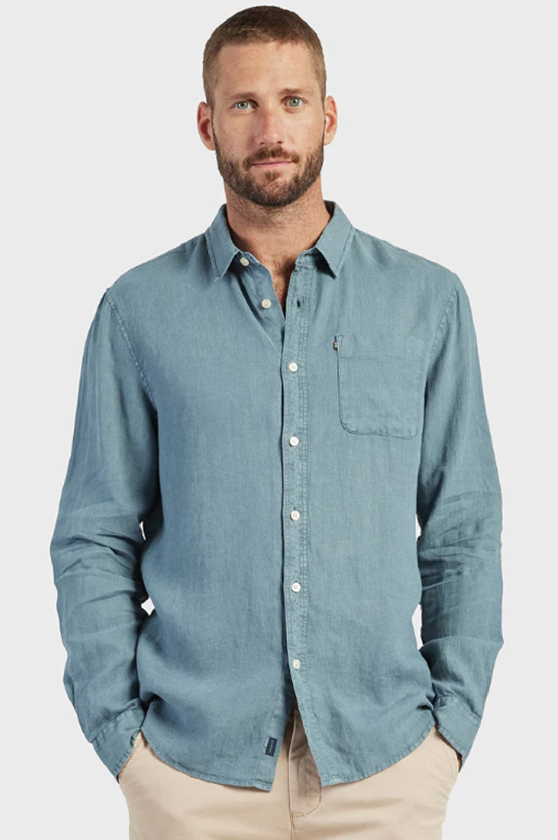 Hampton Linen Shirt - Shadow Blue