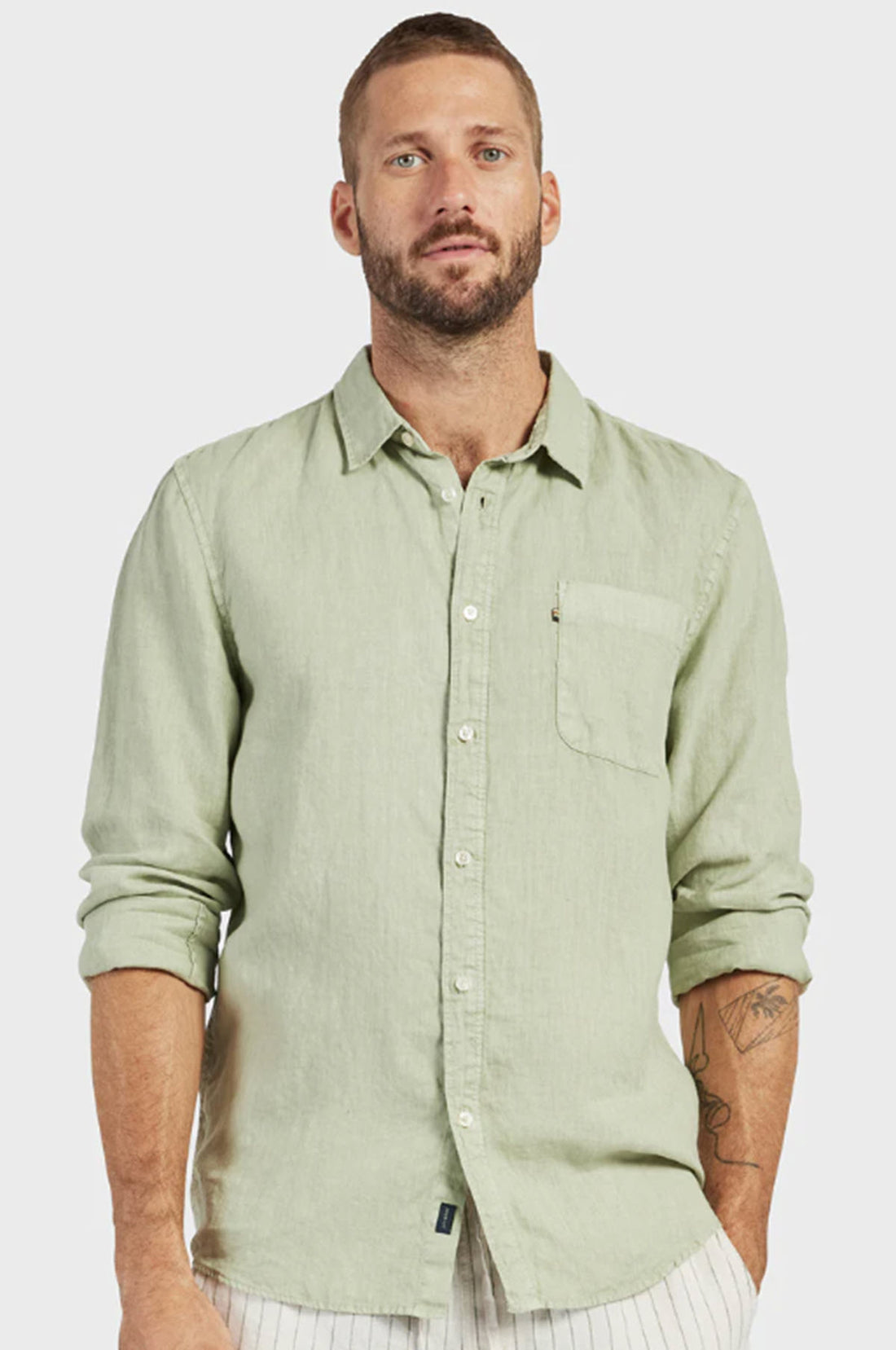 Hampton Linen Shirt - Silver Green
