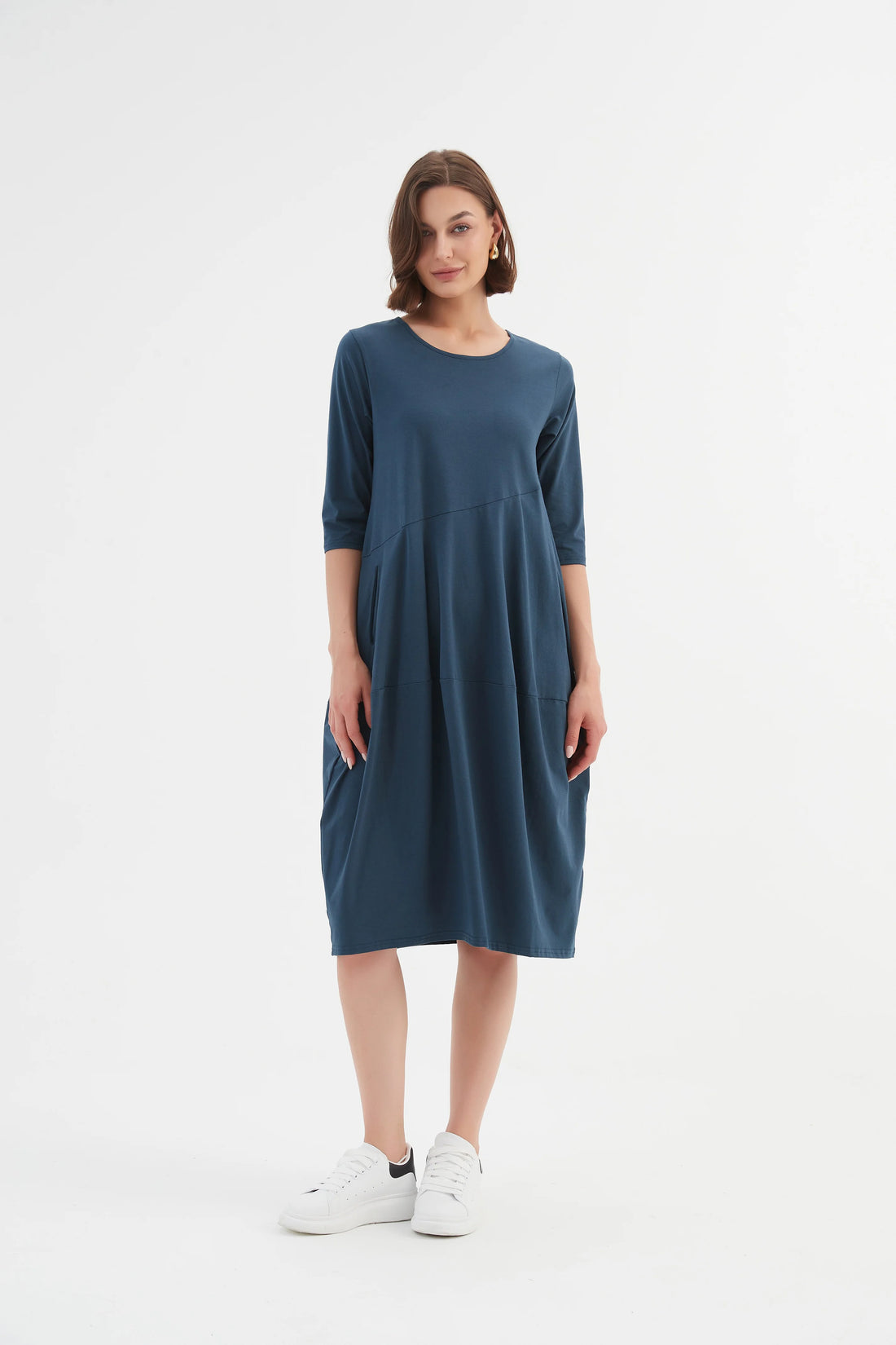 Diagonal Seam Dress - Deep Teal