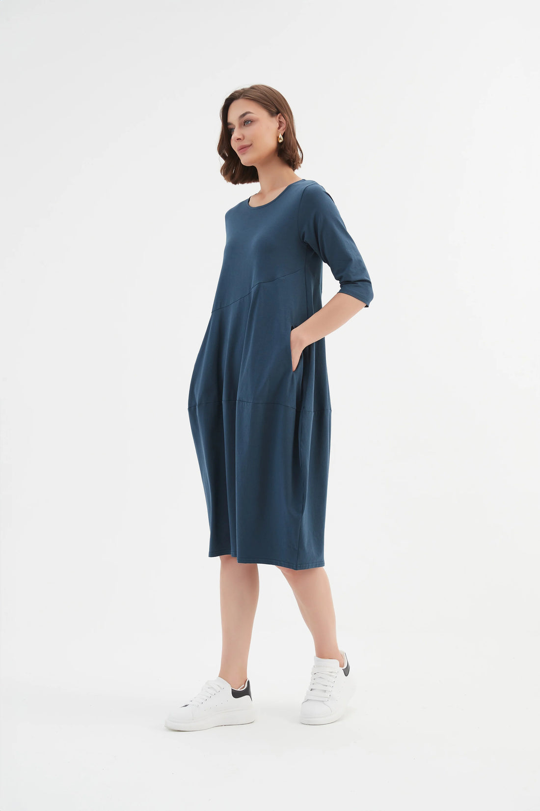 Diagonal Seam Dress - Deep Teal