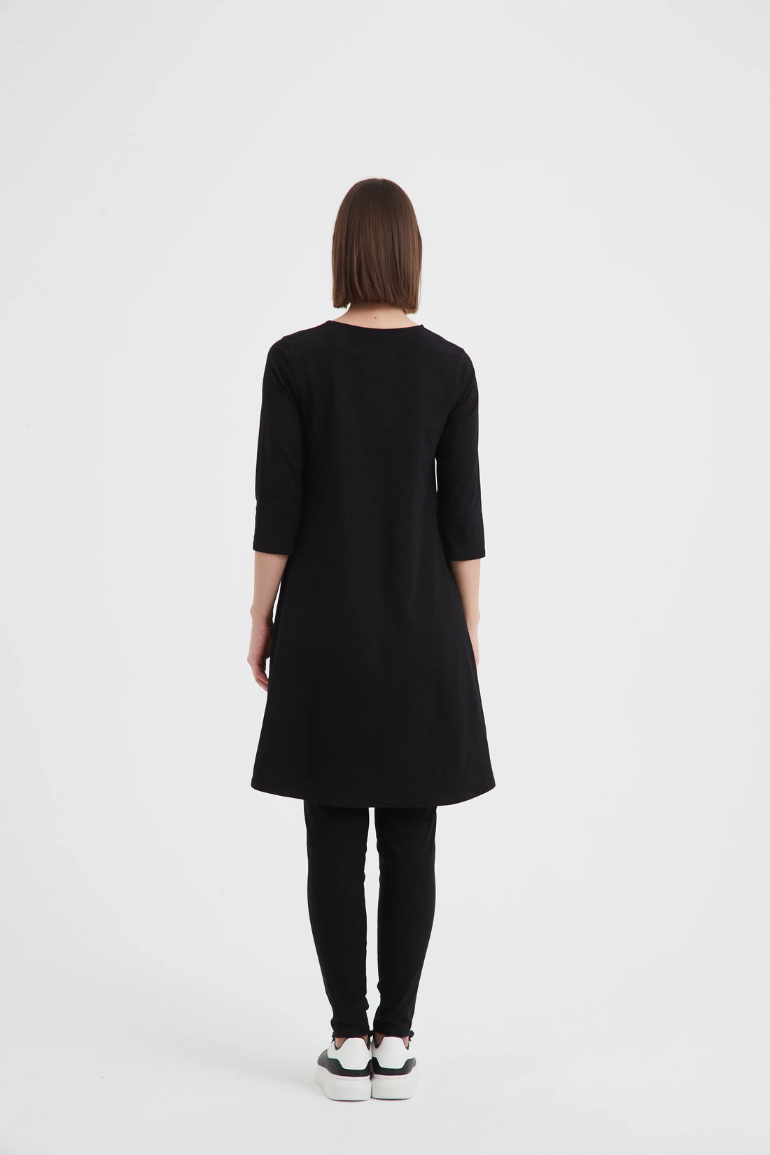 3/4 Sleeve Cascade Top - Black