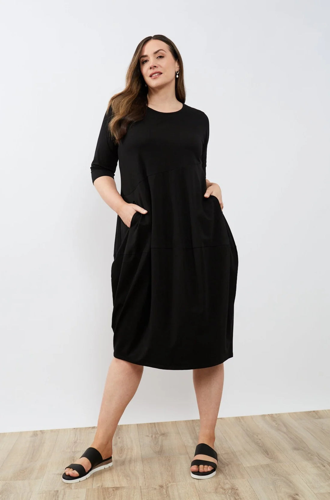 Diagonal Seam Dress - Black