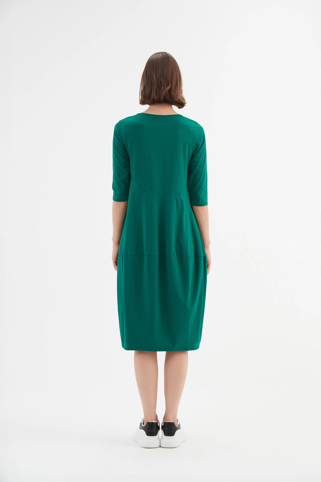 Diagonal Seam Dress - Emerald