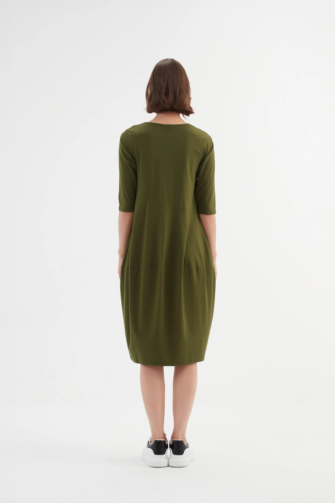 Diagonal Seam Dress - Moss