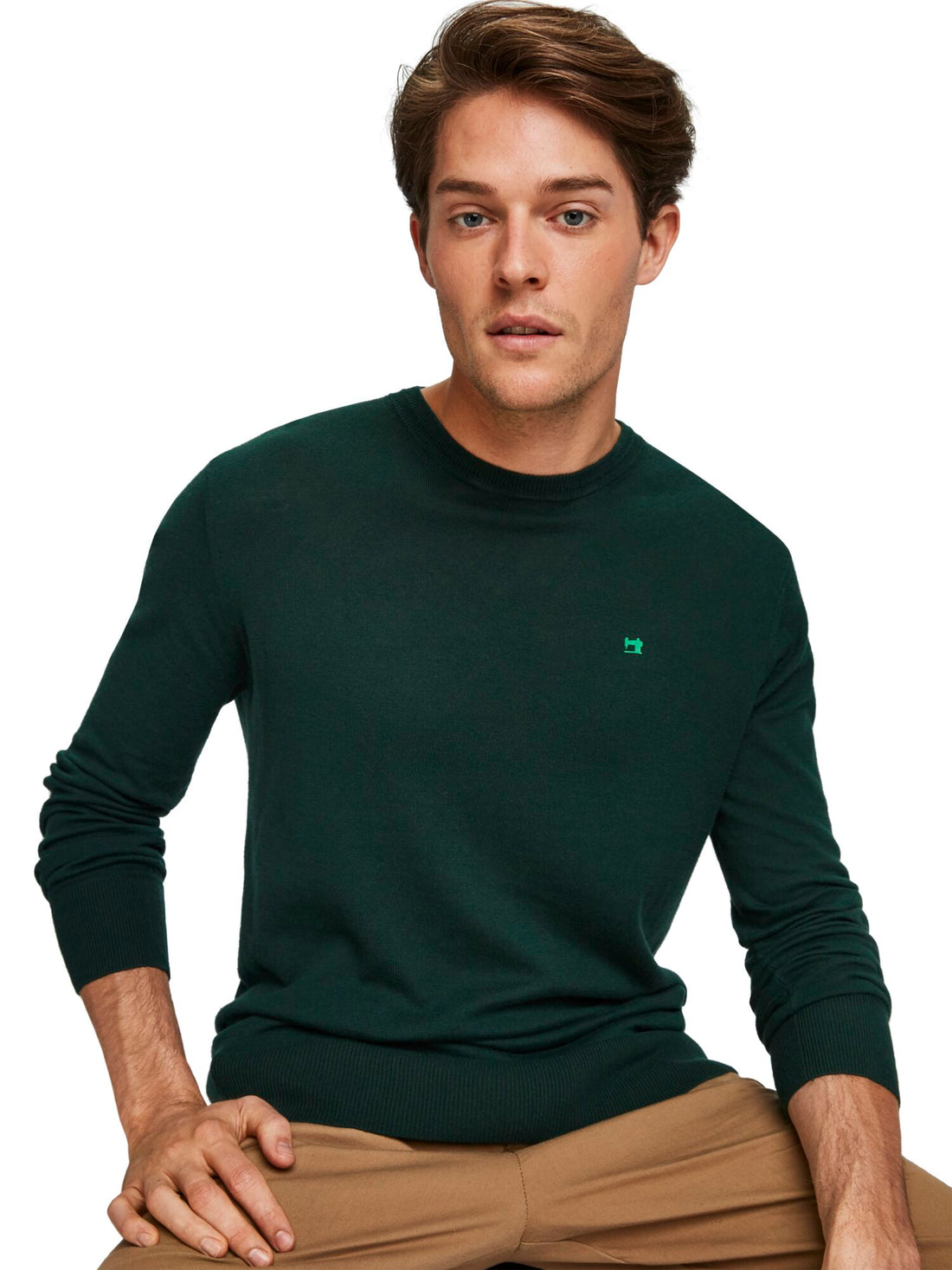 Classic Crewneck Pullover In Structured Knit