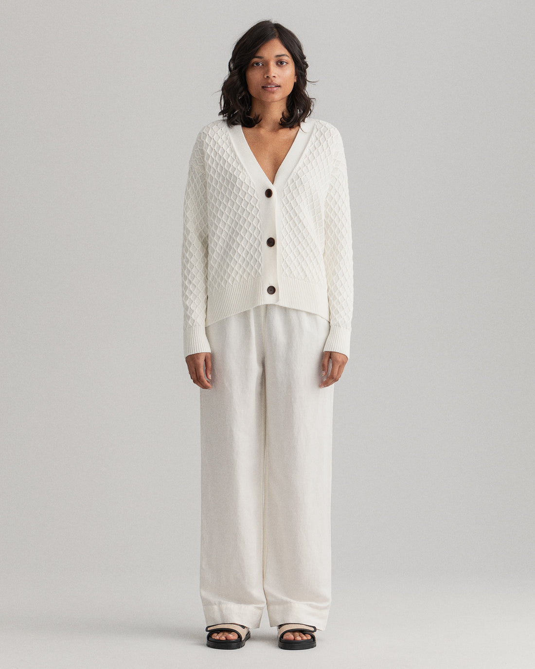 Linen Viscose Pull-On Pant - Eggshell