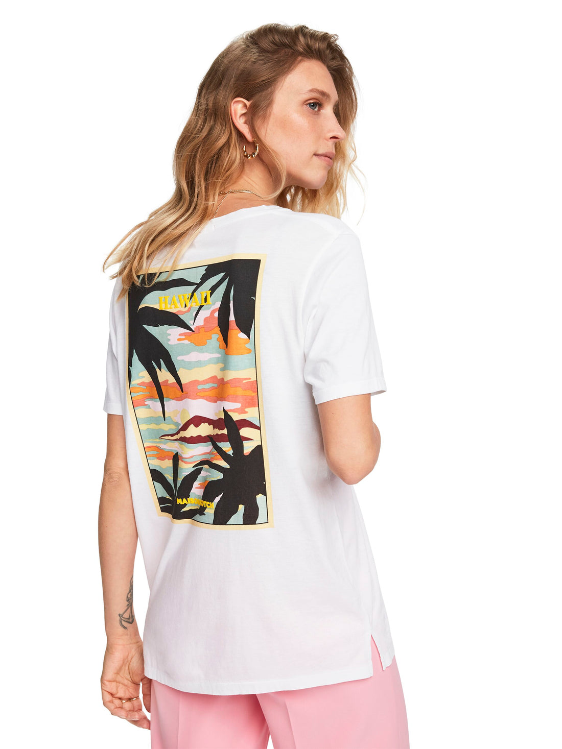 Loose Fit Tee With Tropical Print - 156195