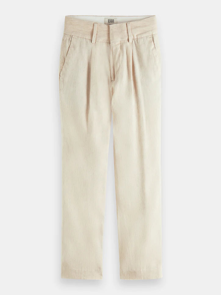 Tailored High-Rise Straight Leg Pant - Sand Melange