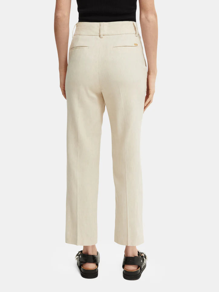 Tailored High-Rise Straight Leg Pant - Sand Melange