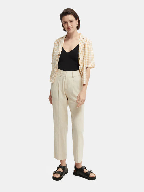 Tailored High-Rise Straight Leg Pant - Sand Melange